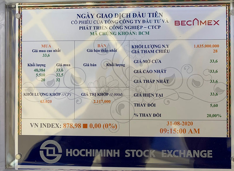 Cổ phiếu Becamex IDC lên Sàn chứng khoán TP Hồ Chí Minh -0