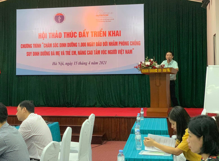 BS Nguyễn Đức Vinh, Vụ trưởng Vụ Sức khỏe Bà mẹ trẻ em, Bộ Y tế phát biểu tại hội thảo. Đẩy nhanh tốc độ giảm suy dinh dưỡng thấp còi của trẻ -0