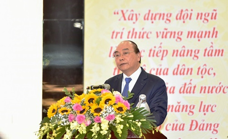 Thủ tướng Nguyễn Xuân Phúc phát biểu ý kiến tại Đại hội. Thủ tướng dự Đại hội đại biểu toàn quốc Liên hiệp các Hội KHKT Việt Nam -0