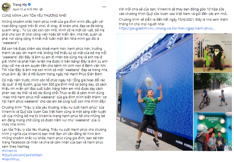 Chiến dịch online “Triệu ly sữa yêu thương, triệu nụ cười hạnh phúc” của Vinamilk góp thêm 31.000 ly sữa cho trẻ em khó khăn -0