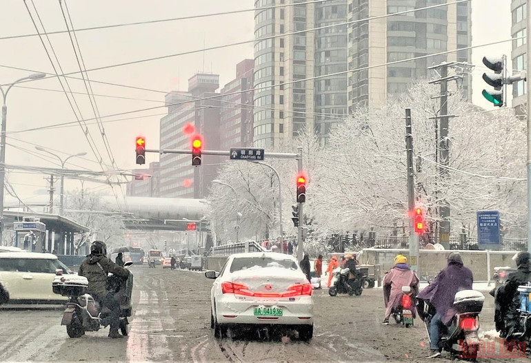 Đẹp nao lòng tuyết cuối mùa ở Bắc Kinh -0