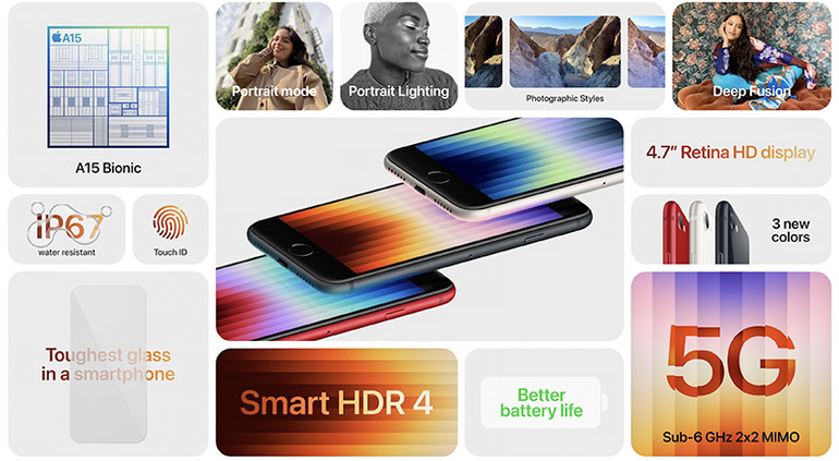 Thông số mẫu iPhone SE 2022. (Ảnh: Apple) Hàng loạt sản phẩm công nghệ nổi bật được Apple ra mắt rạng sáng 9/3 -0