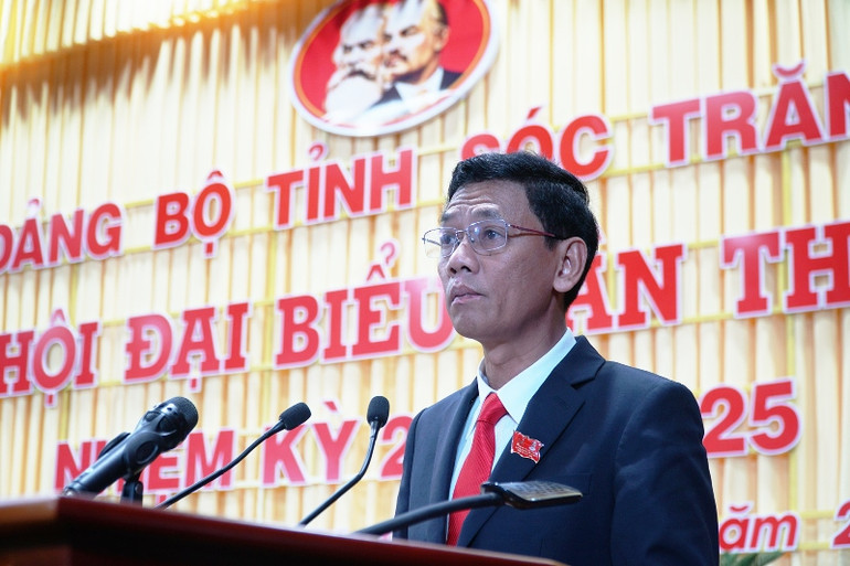 Đồng chí Lâm Văn Mẫn, Bí thư Tỉnh ủy Sóc Trăng phát biểu bế mạc Đại hội. Đồng chí Lâm Văn Mẫn được bầu giữ chức Bí thư Tỉnh ủy Sóc Trăng -0