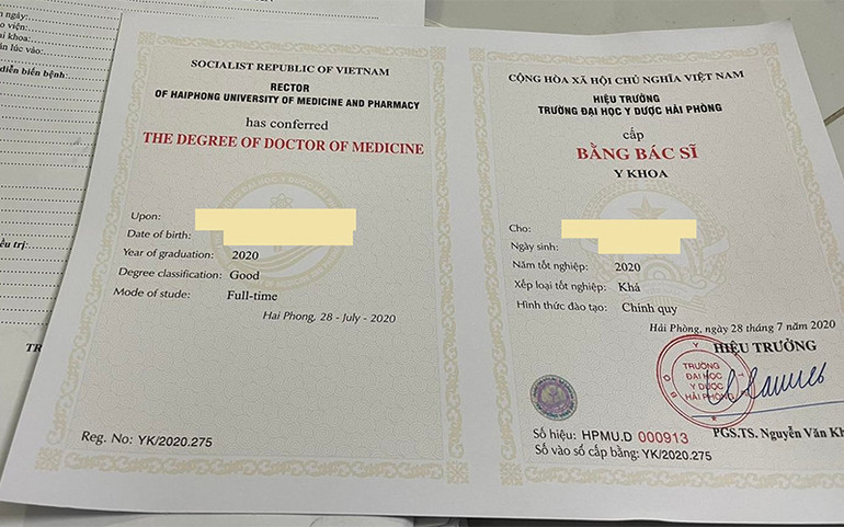 Phát hiện băng nhóm làm bằng bác sĩ y khoa giả mạo -0