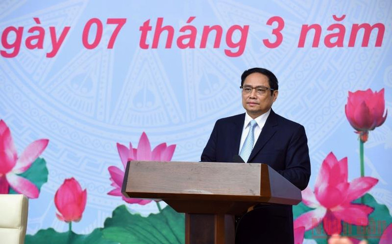 Thủ tướng Phạm Minh Chính phát biểu tại buổi gặp mặt. DSC_0195-1646627304881.jpg