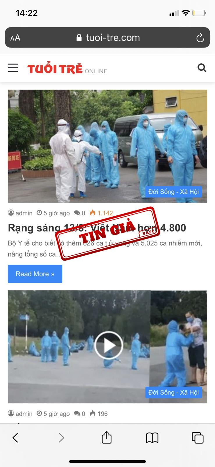 Website giả mạo báo Tuổi trẻ Online đăng thông tin sai sự thật về dịch bệnh Covid-19. Website không phép giả mạo Báo Tuổi trẻ Online -0