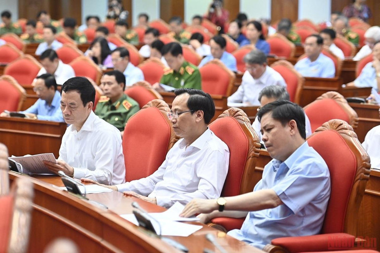 Các đại biểu dự Hội nghị. Hội nghị Bộ Chính trị về xây dựng lực lượng Công an nhân dân -0