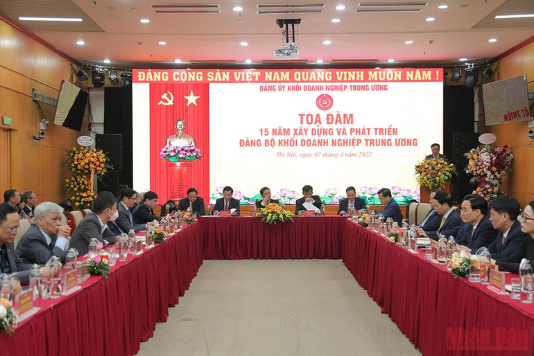 Toàn cảnh tọa đàm. Nâng cao năng lực lãnh đạo của cấp ủy, thực hiện hiệu quả nhiệm vụ chính trị trong Khối doanh nghiệp Trung ương -0