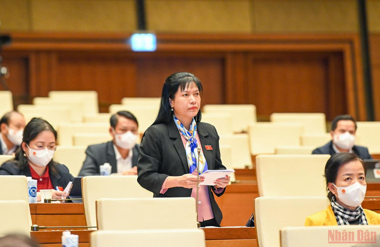 Đại biểu Quốc hội tỉnh Điện Biên Tạ Thị Yên phát biểu thảo luận tại hội nghị. (Ảnh: DUY LINH) Bảo vệ quyền và lợi ích hợp pháp của người mua bảo hiểm -0