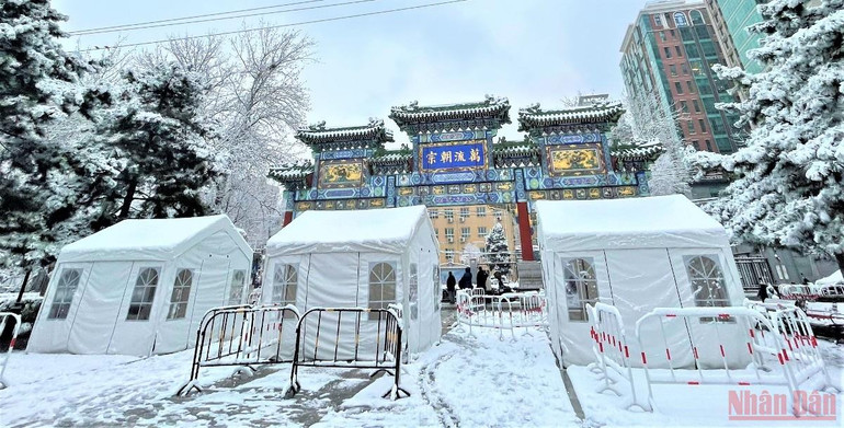 Đẹp nao lòng tuyết cuối mùa ở Bắc Kinh -0