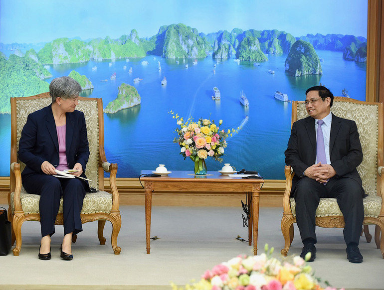 Thủ tướng Phạm Minh Chính và Bộ trưởng Ngoại giao Australia Penny Wong. Đưa quan hệ Việt Nam-Australia ngày càng đi vào chiều sâu, thực chất, hiệu quả, hướng tới tầm cao mới -0