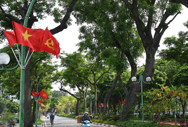 Đường phố Hà Nội rực rỡ màu cờ Tổ quốc chào mừng 75 năm Quốc khánh -1