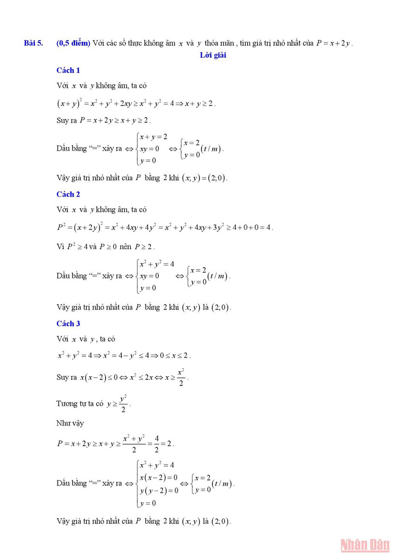 Gợi ý giải đề Toán thi lớp 10 THPT của Hà Nội -5
