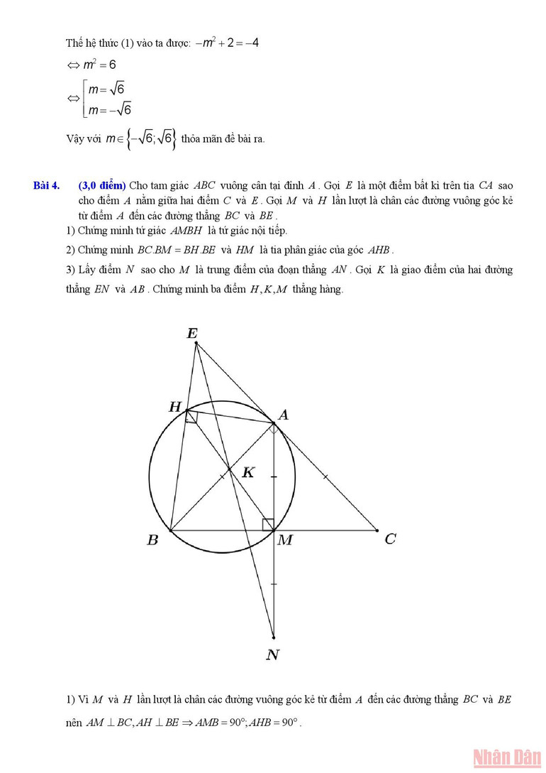 Gợi ý giải đề Toán thi lớp 10 THPT của Hà Nội -3