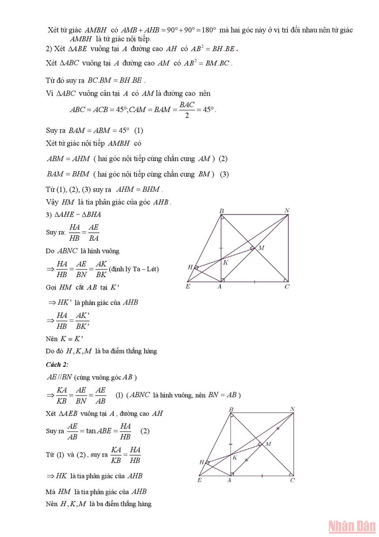 Gợi ý giải đề Toán thi lớp 10 THPT của Hà Nội -4