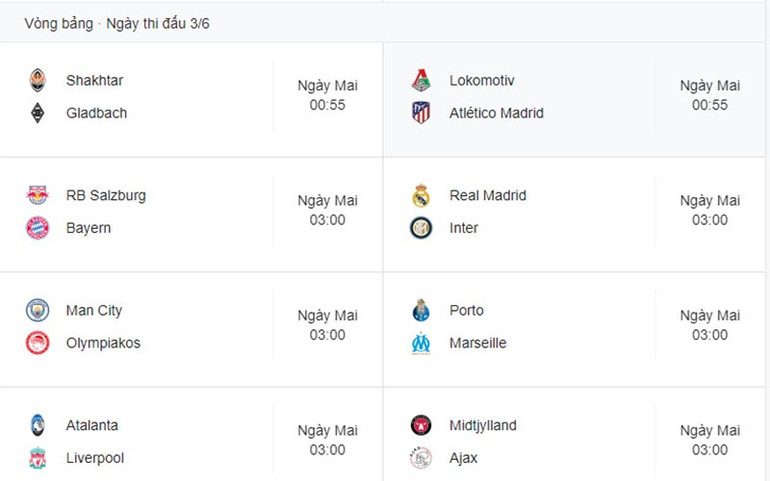 Lịch thi đấu Champions League: Tâm điểm đại chiến tại Madrid -0