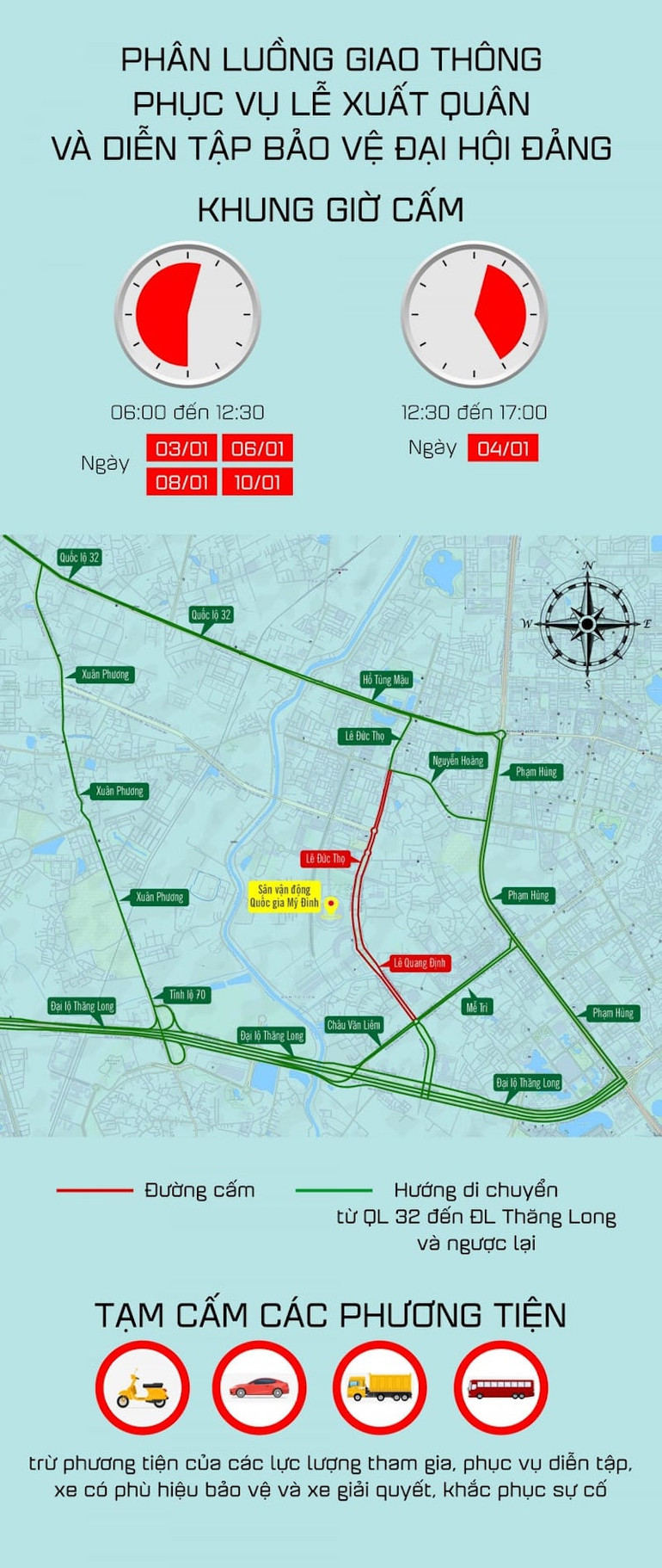 Các tuyến đường tạm cấm từ ngày 3 đến 10-1 -0