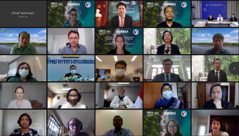 Đại biểu đại diện các nước thành viên COBSEA và các quan sát viên tham dự trực tuyến Hội nghị IGM 25 - Phần thứ nhất (ảnh chụp màn hình). Việt Nam đóng góp tích cực vào các sáng kiến khu vực và toàn cầu về rác thải nhựa đại dương -0