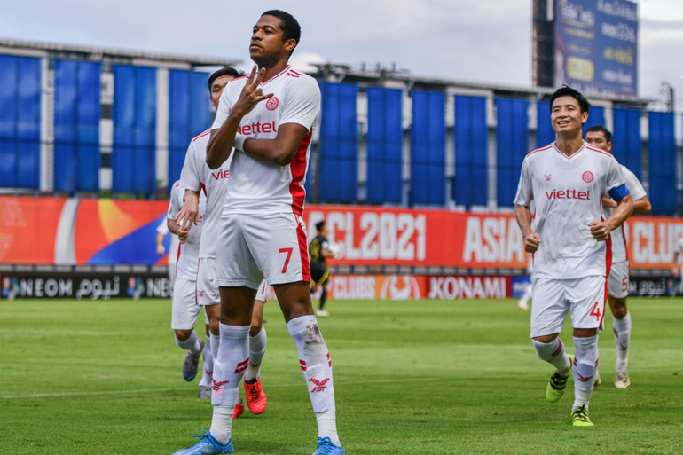 Caique (số 7) ghi bàn ấn tượng cho Viettel. Viettel chia tay AFC Champions League -0