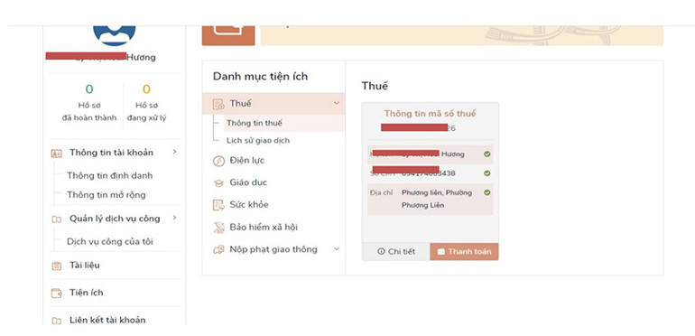 Bảng thông tin tài khoản Tổng cục Thuế hướng dẫn cách khai và nộp lệ phí trước bạ ô-tô, xe máy online -0