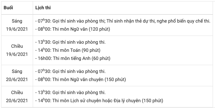 Lịch thi lớp 10 Trường chuyên Khoa học Xã hội và Nhân văn -0