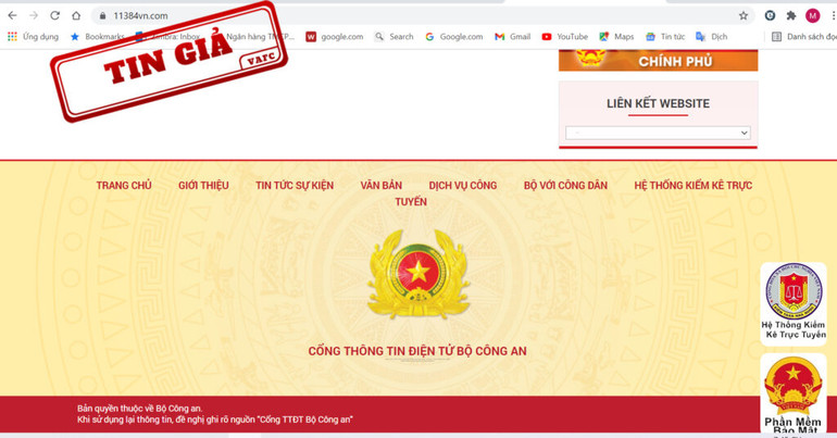 Website giả mạo Cổng thông tin điện tử Bộ công an ảnh 1 Website giả mạo Cổng thông tin điện tử Bộ công an -0