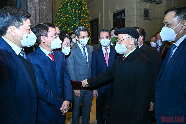 Tổng Bí thư Nguyễn Phú Trọng thăm, chúc Tết Đảng bộ, Chính quyền và nhân dân Thủ đô -0