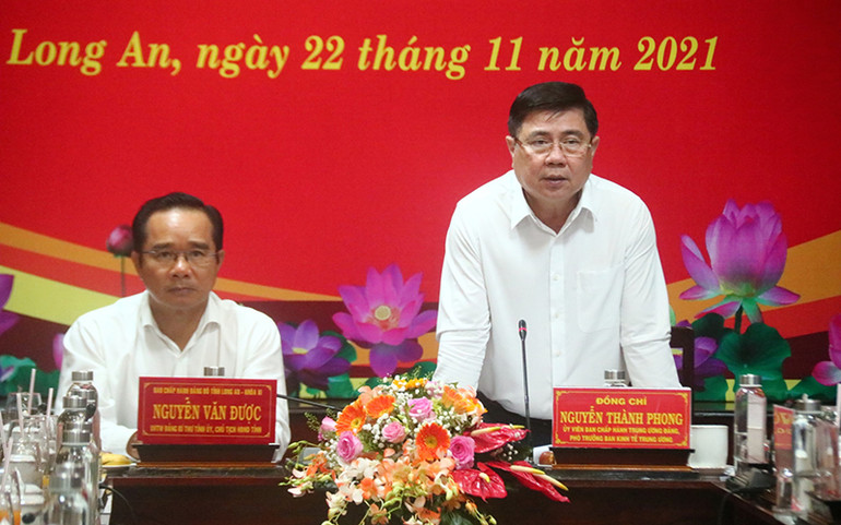 Phó Trưởng Ban Kinh tế Trung ương Nguyễn Thành Phong cùng đoàn công tác làm việc với lãnh đạo tỉnh Long An. Sớm tháo gỡ 4 điểm nghẽn trong phát triển kinh tế-xã hội ở Vùng Đồng bằng sông Cửu Long -0