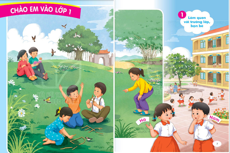 Hai trang sách của SGK Tiếng Việt 1 bộ Kết nối do PGS Hùng làm tổng chủ biên. Thực hư việc sách Tiếng Việt lớp 1 bỏ dạy chữ “p”, “q” và các vần khó -0