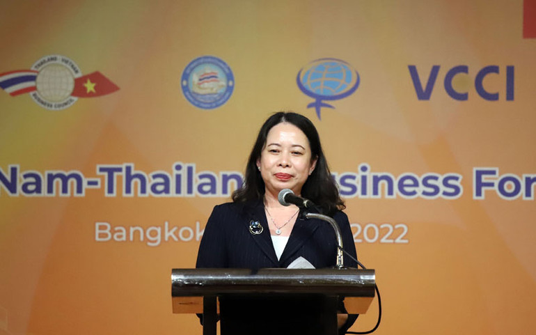 Phó Chủ tịch nước Võ Thị Ánh Xuân phát biểu tại diễn đàn. Việt Nam-Thái Lan thúc đẩy doanh nghiệp kết nối vì sự phát triển bền vững -0