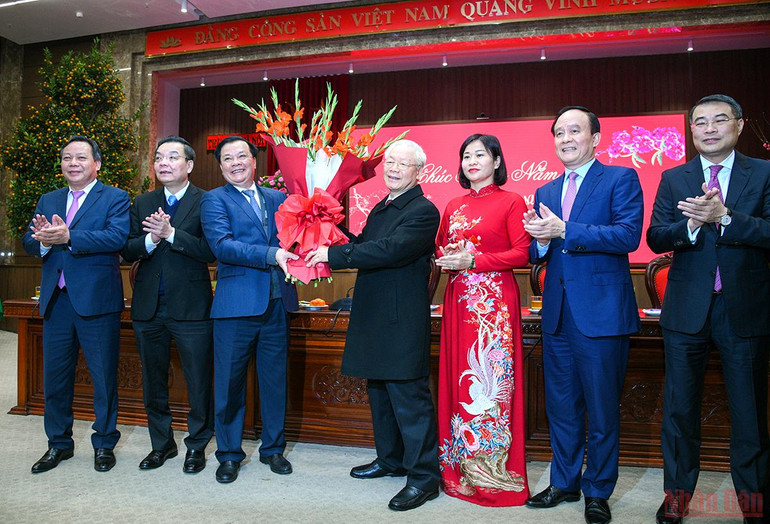 Tổng Bí thư Nguyễn Phú Trọng thăm, chúc Tết Đảng bộ, Chính quyền và nhân dân Thủ đô -0