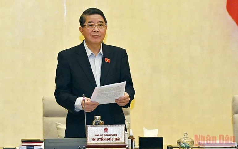 Phó Chủ tịch Quốc hội Nguyễn Đức Hải điều hành nội dung phiên họp. (Ảnh: DUY LINH) Trình Quốc hội chủ trương đầu tư dự án xây dựng đường bộ cao tốc Bắc-Nam phía Đông -0