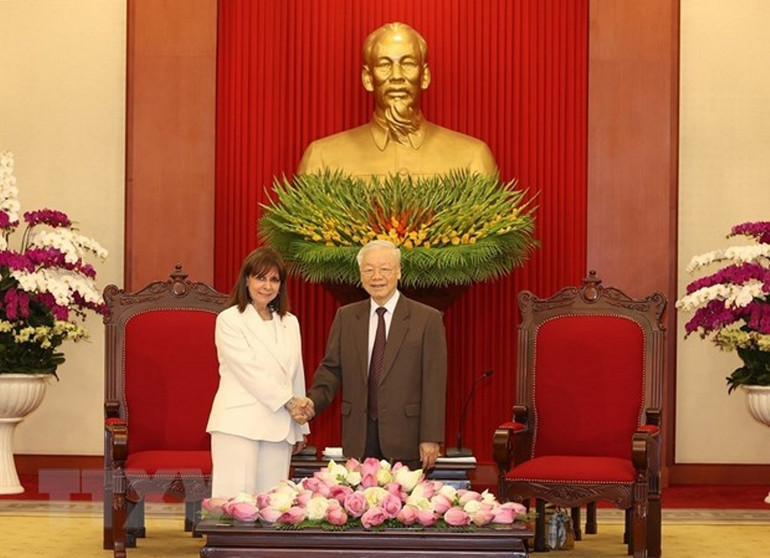 Hình ảnh Tổng Bí thư Nguyễn Phú Trọng tiếp Tổng thống Hy Lạp -0