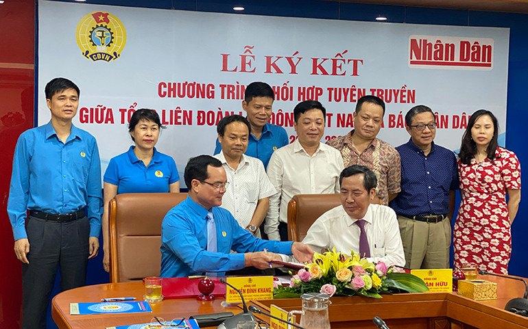 Hai bên ký kết phối hợp tuyên truyền giai đoạn 2020-2025. Báo Nhân Dân và Tổng Liên đoàn Lao động Việt Nam ký kết phối hợp tuyên truyền giai đoạn 2020-2025 -0