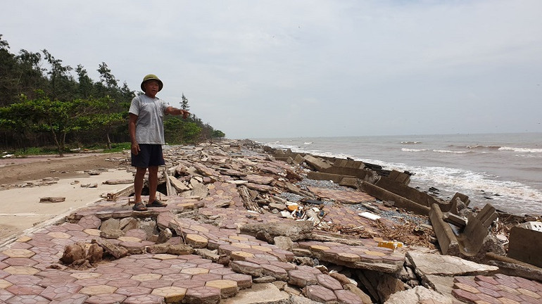 Nam Định: Sập, vỡ nghiêm trọng bờ kè khu sinh thái Rạng Đông -0