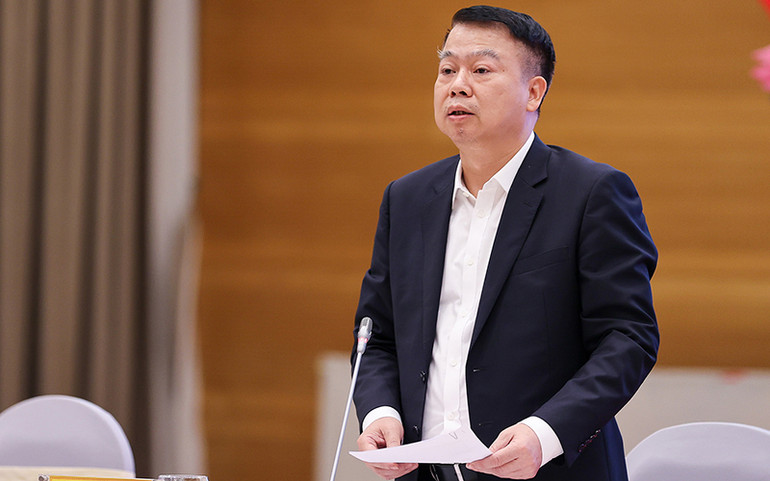 Thứ trưởng Tài chính Nguyễn Đức Chi tại họp báo Chính phủ thường kỳ tháng 2. Ảnh: VGP Bảo đảm nguồn cung cho xăng dầu thị trường -0