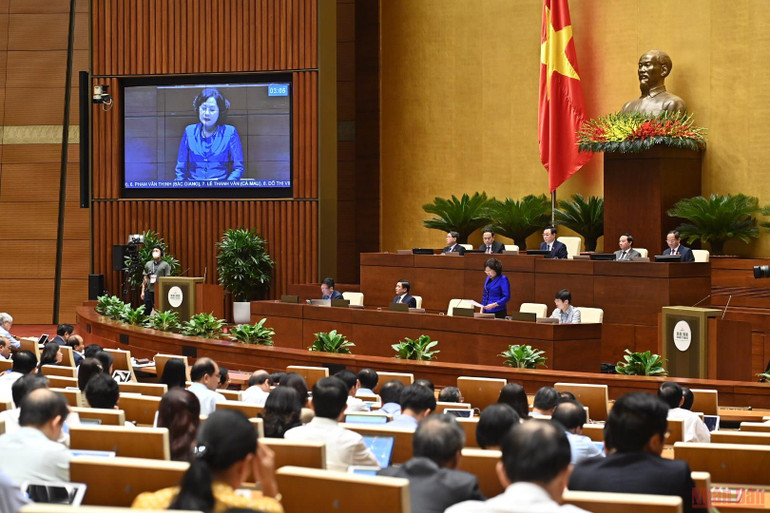 Thống đốc Ngân hàng Nhà nước Nguyễn Thị Hồng trả lời chất vấn của các đại biểu Quốc hội, chiều 8/6. (Ảnh: NGUYÊN LINH) Nỗ lực giảm lãi suất, xử lý hiệu quả nợ xấu -0