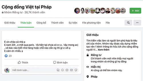 Trên các trang cộng đồng của người Việt tại Pháp luôn có những tin nhắn tìm việc làm. Trên những nẻo đường nước Pháp -0