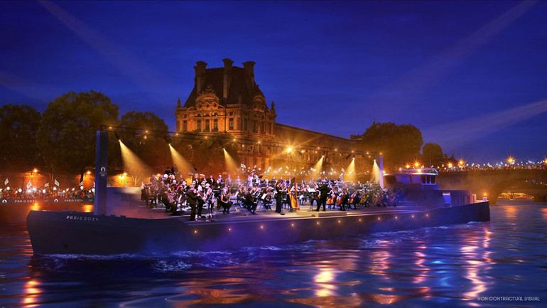 Hình ảnh về Lễ khai mạc Thế vận hội Olympic Paris 2024 trích trong tài liệu của Ban tổ chức. (Ảnh: REUTERS) Pháp dự kiến tổ chức Lễ khai mạc trên dòng sông Seine -0