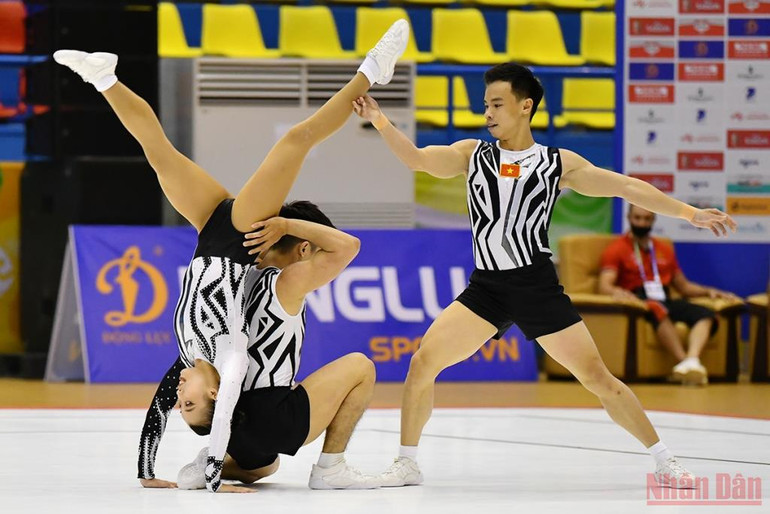 Những khảnh khắc "Vàng" của Đội tuyển aerobic Việt Nam ảnh 4 Đội tuyển aerobic Việt Nam hướng tới kỳ SEA Games thành công -0