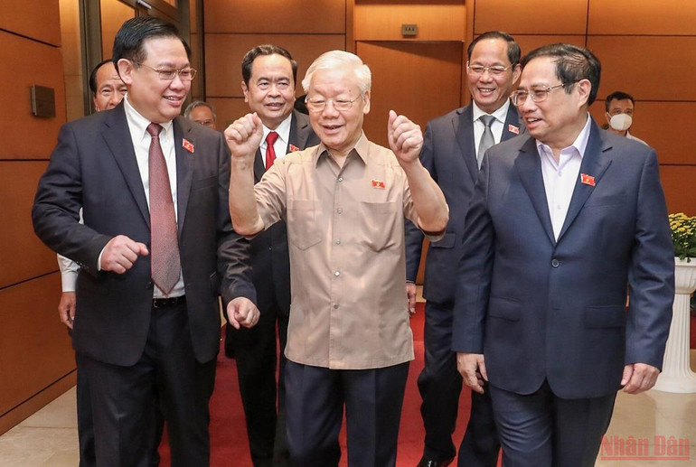 Tổng Bí thư Nguyễn Phú Trọng dự phiên thảo luận của Quốc hội về kết quả thực hiện kế hoạch phát triển kinh tế-xã hội và ngân sách nhà nước năm 2021 -1