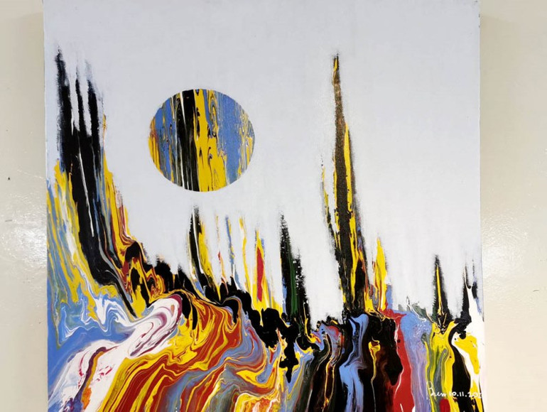 Họa sĩ Võ Trịnh Biện pha màu “Mùa đông” nồng nàn bằng kim tiêm -0