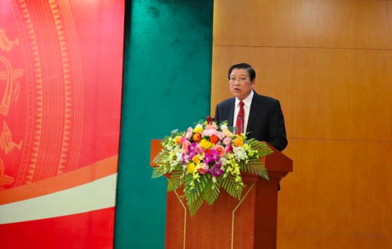 Đồng chí Phan Đình Trạc phát biểu tại hội nghị Xây dựng đội ngũ cán bộ ngành nội chính Đảng “Trung thành, liêm chính, lản lĩnh, tận tụy, sáng tạo” -0