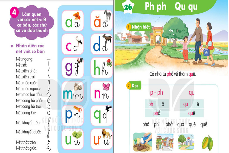 2 chữ cái "p", "qq" không được dạy riêng rẽ trong các buổi riêng mà chỉ xuất hiện ở bài số 26 như một phần cấu thành chữ “ph” và “qu”. (ẢNH CHỤP MÀN HÌNH) Thực hư việc sách Tiếng Việt lớp 1 bỏ dạy chữ “p”, “q” và các vần khó -0
