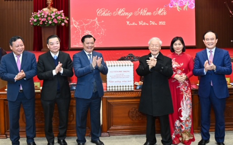 Tổng Bí thư thăm, chúc Tết Đảng bộ, chính quyền và nhân dân Thủ đô -0