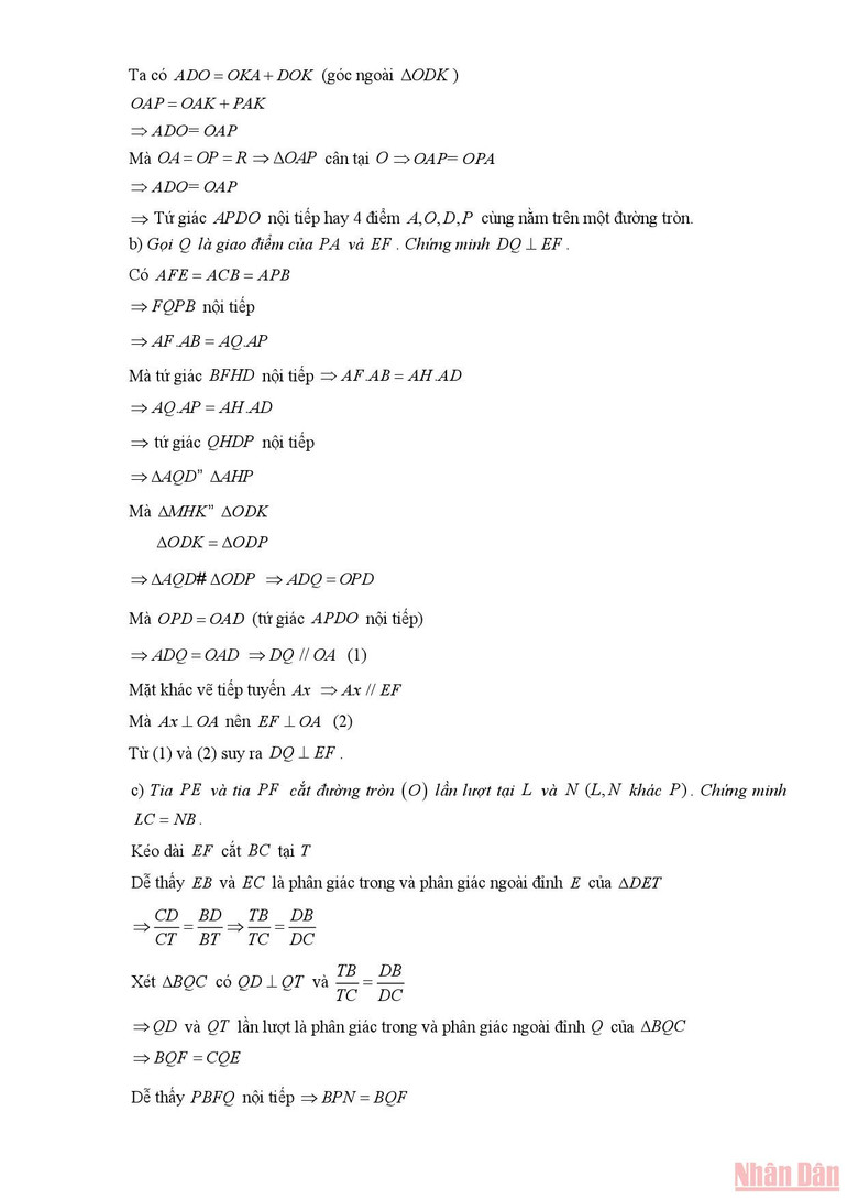 Gợi ý giải Toán chuyên thi vào 10 Trường chuyên Phan Bội Châu và Trường chuyên Đại học Vinh -5
