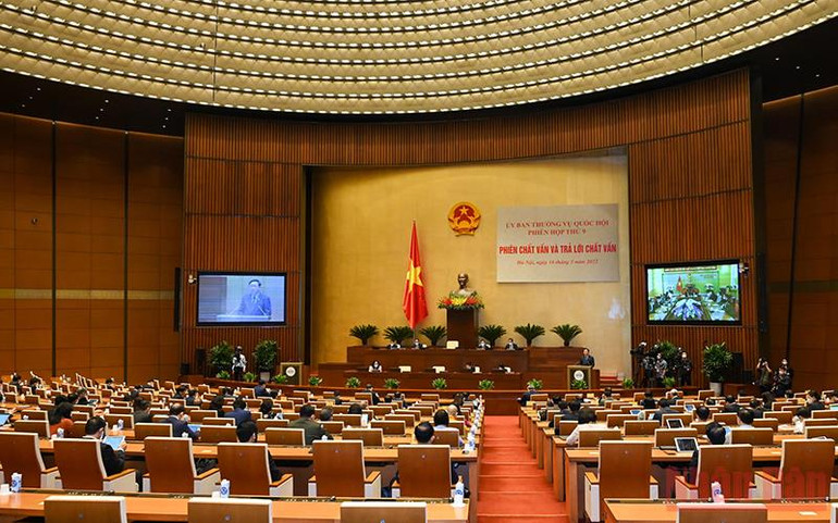 Quang cảnh phiên chất vấn và trả lời chất vấn tại Phiên họp thứ 9 Ủy ban Thường vụ Quốc hội. (Ảnh: Duy Linh) Lan tỏa tinh thần đổi mới, sáng tạo trong hoạt động giám sát của Quốc hội -0