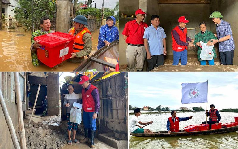 Đoàn công tác Chữ thập đỏ Việt Nam tới thăm, tặng quà người dân xã Sơn Thủy, huyện Lệ Thủy, tỉnh Quảng Bình, Quảng Trị, ngày 21 và 22-10. Cứu trợ cần an toàn, đúng đối tượng, đúng nhu cầu -0