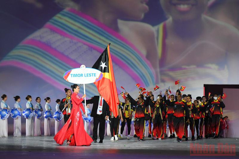 Timor Leste dự tranh 7 môn ở SEA Games năm nay với 39 vận động viên. (Ảnh: THÀNH ĐẠT) Lễ khai mạc SEA Games 31: Vì một Đông Nam Á mạnh mẽ hơn! -0