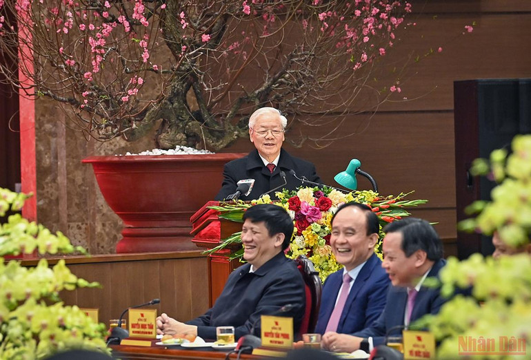 Tổng Bí thư Nguyễn Phú Trọng thăm, chúc Tết Đảng bộ, Chính quyền và nhân dân Thủ đô -0